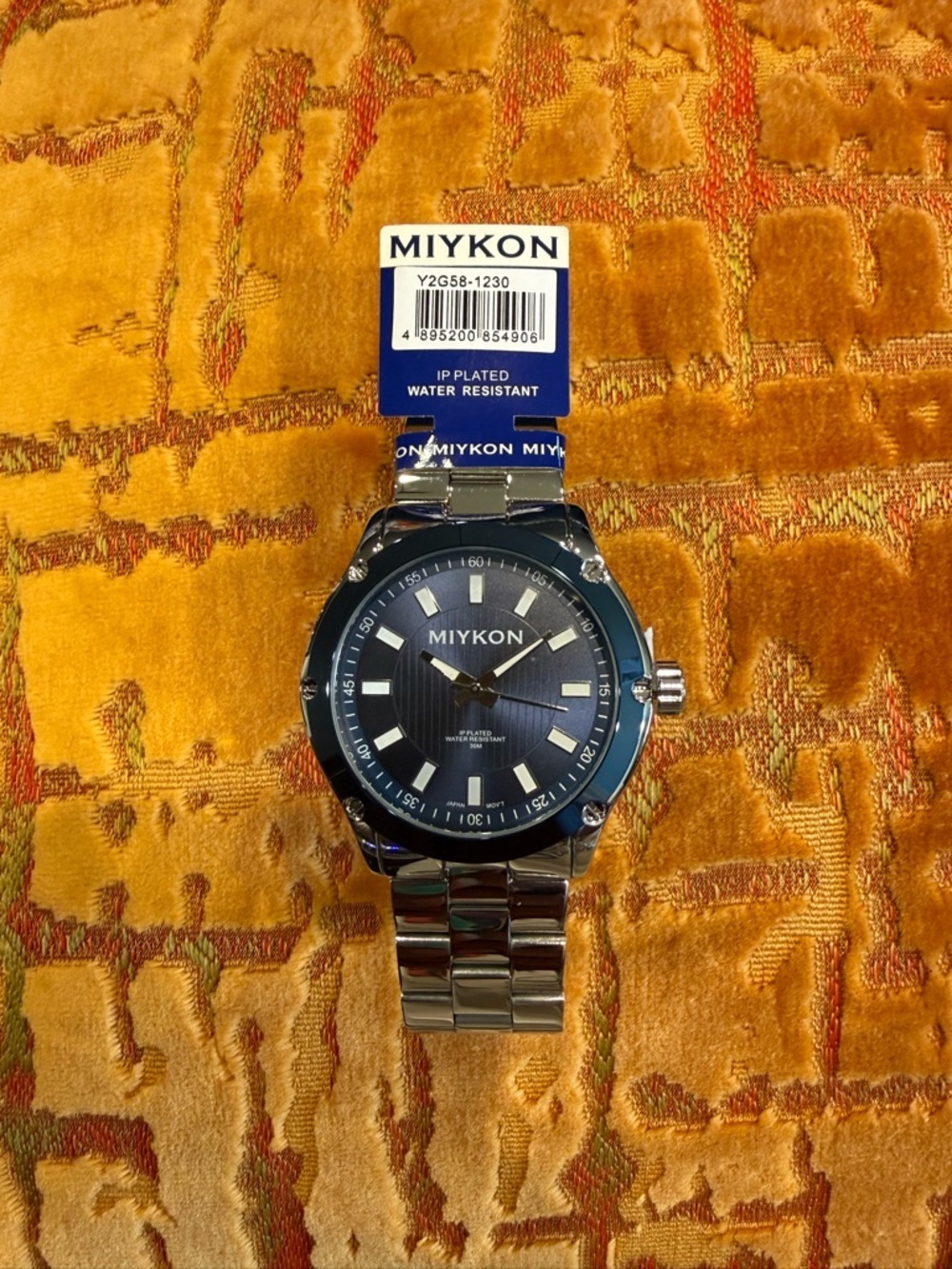 Miykon Men's Silver Stainless Steel Quartz Watch - Water-Resistant, Black Dial